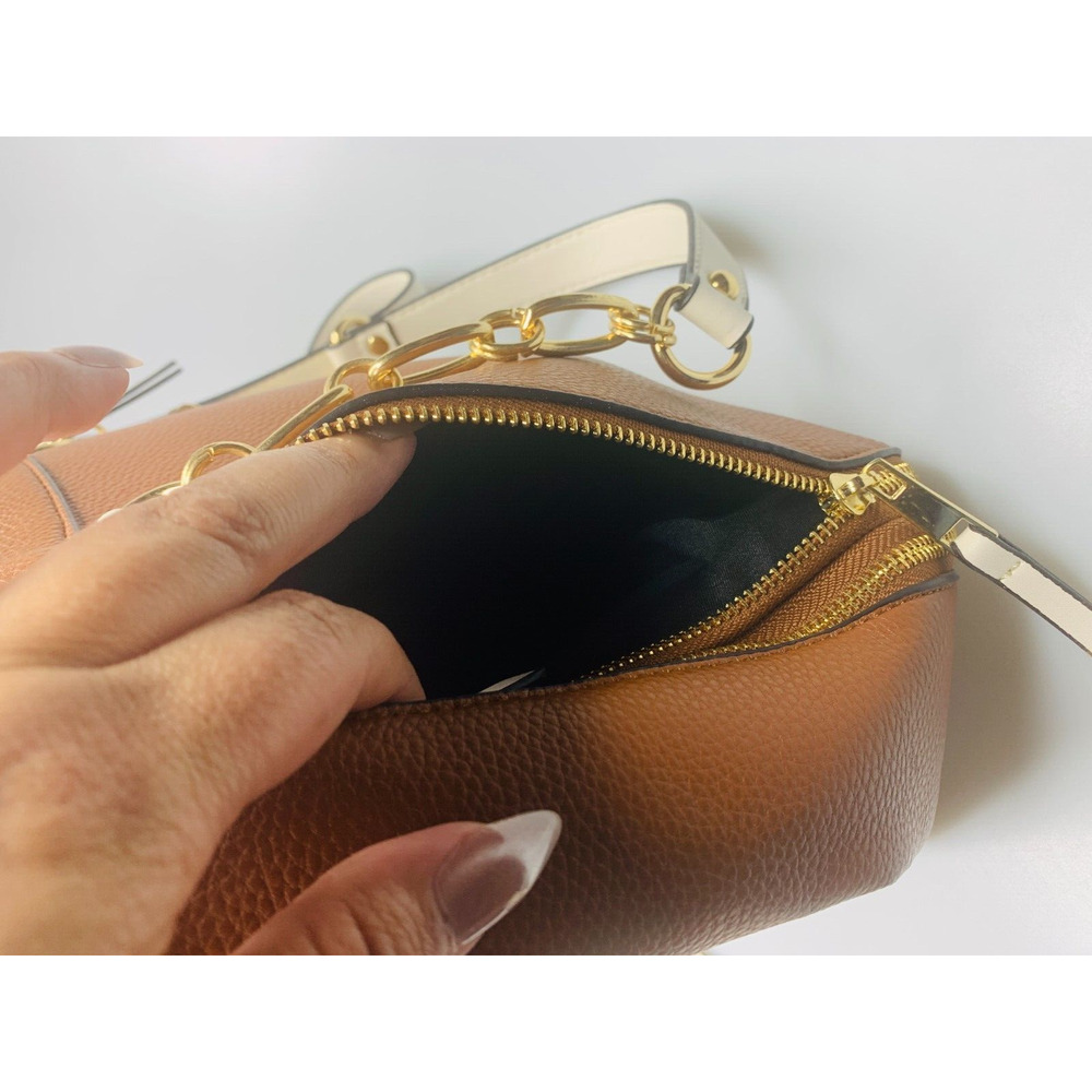 Mia K Collection Brown and Light Beige Tote Bag with Detachable Shoulder Strap - Picture 7 of 11